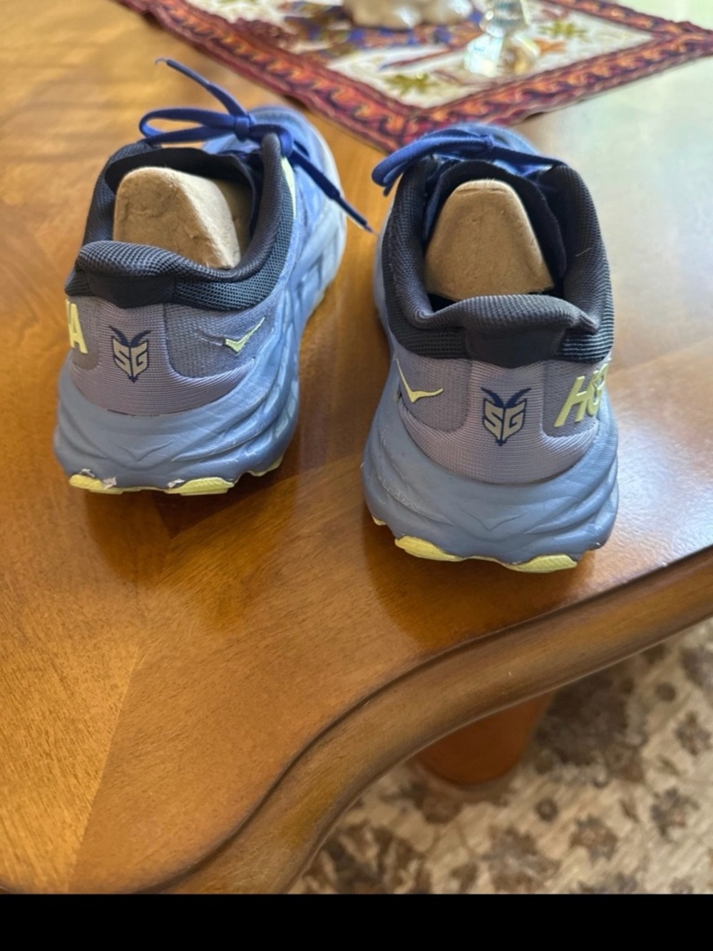 Hoka Kids Blue and Yellow Trail Sneakers
